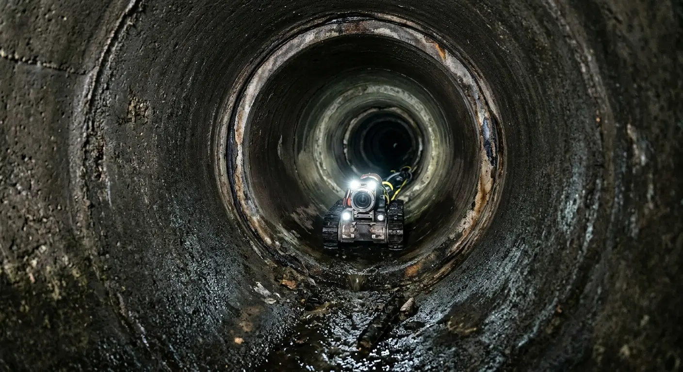 Robotic sewer camera inspecting pipe interior for Sewer Line Repair in Seven Corners